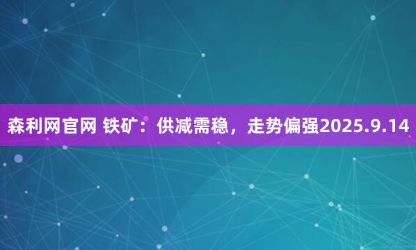 森利网官网 铁矿：供减需稳，走势偏强2025.9.14