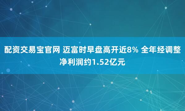 配资交易宝官网 迈富时早盘高开近8% 全年经调整净利润约1.52亿元